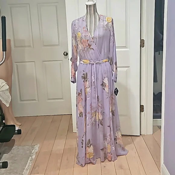 KATE&LILY | Dresses | Kate Lily Chiffon Fitflare Multicolor Flower Purple  Sheer Maxi Dress Size 2